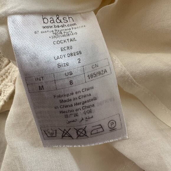 Ba&Sh Crochet Lady Cocktail Dress Ecru Cotton Lace Women's size 2 Medium Bash - Picture 6 of 6